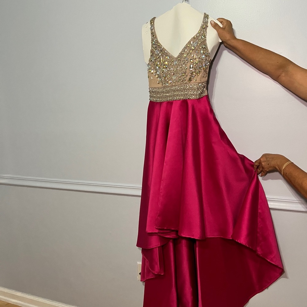 Elegant Pink and Gold Beaded Gown